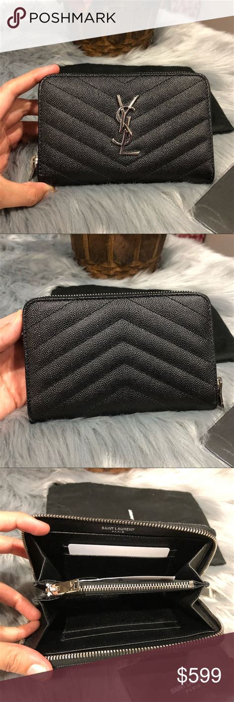 ysl black coin pouch|ysl zip wallet.